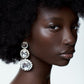 E1856 Light luxury long rhinestone earrings ZA palace French personality retro dinner earrings for women