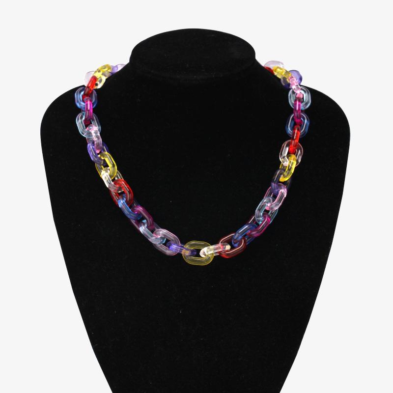 Ins net red same style candy-colored acrylic chain trendy hip-hop transparent cold necklace pants chain