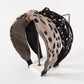 F5122 French retro knotted wave-dot leopard print headband fabric wide-brimmed net red simple contrast color sweet headband female