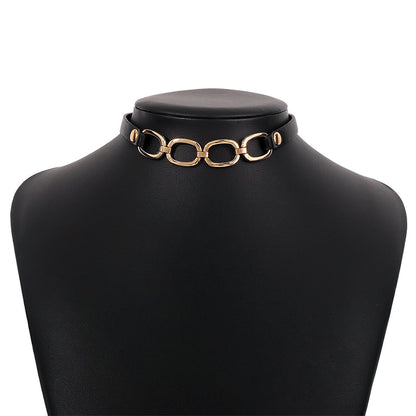 N151 Trend Necklace Exaggerated Leather Chain Stitching Necklace Harajuku Punk Bracelet Women