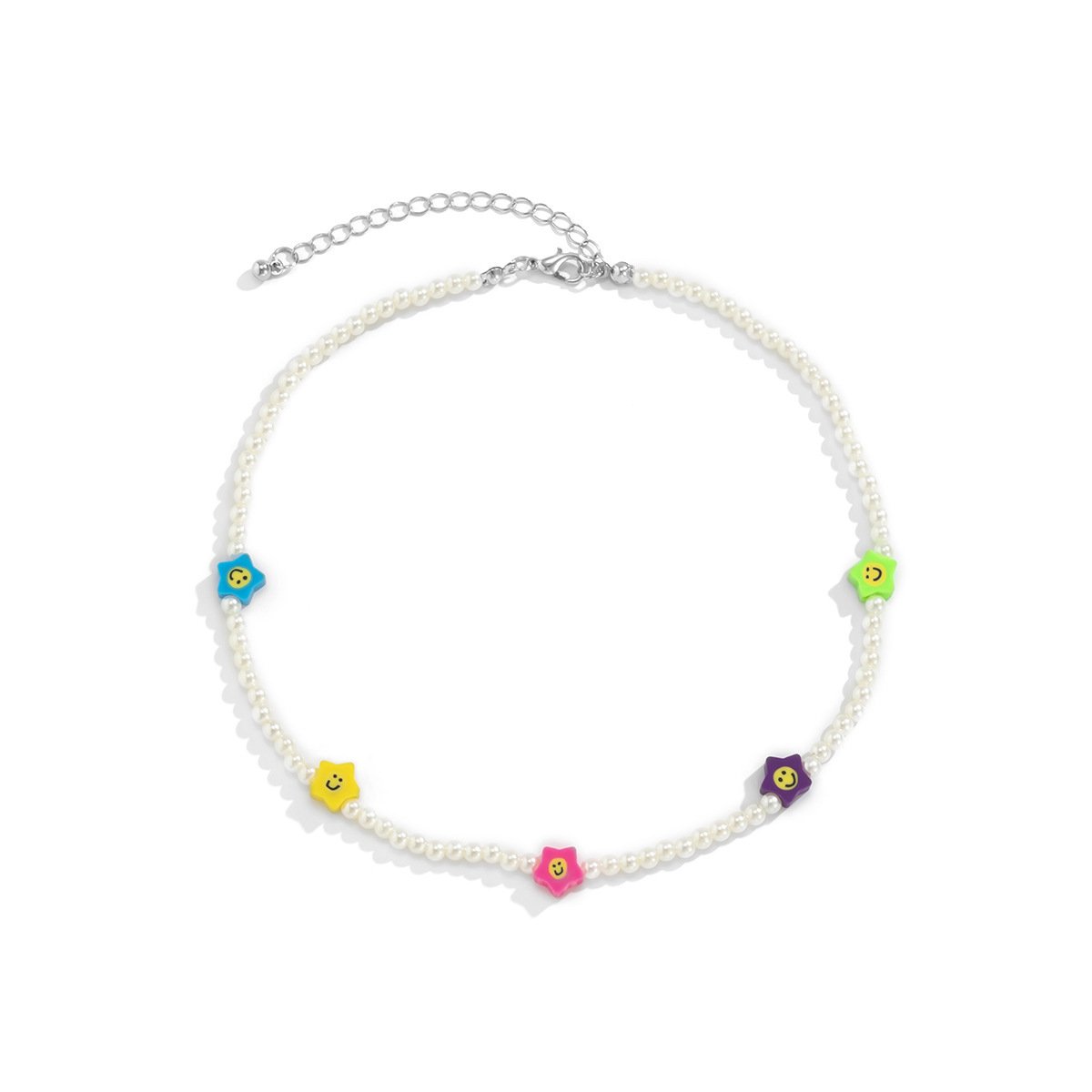 Ornament Imitation Pearl Beach Soft Pottery Clavicle Necklace Simple Butterfly Star Smiley Face Necklace