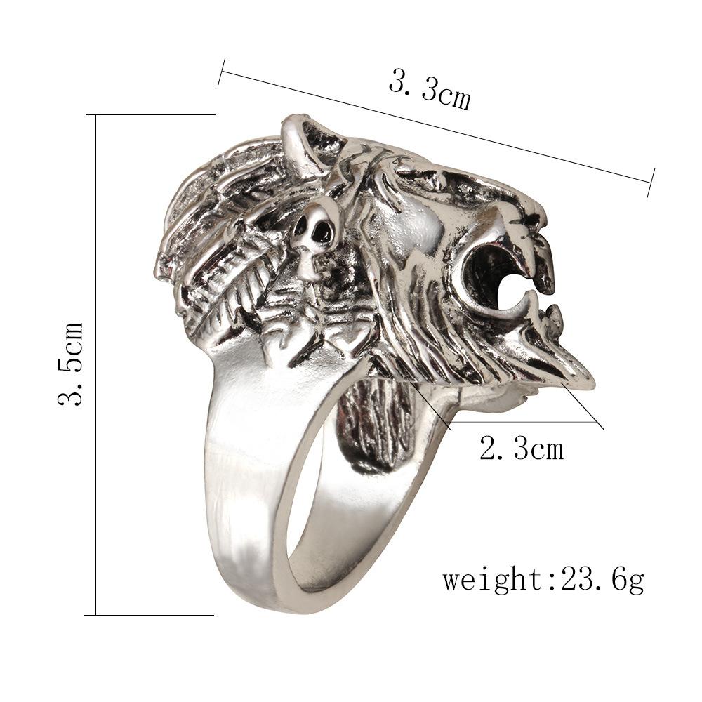 Retro men's personalized hip-hop lion head ring creative exaggerated animal ring ring jewelry