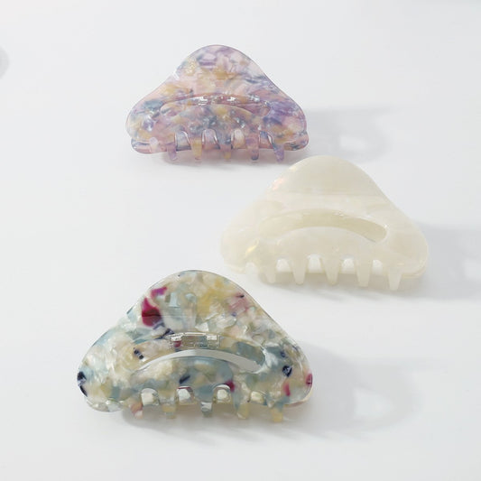 F4182 Temperament Back of the Head Ponytail Clip French Elegant Resin Clip Glass Color Geometric Hairpin Female