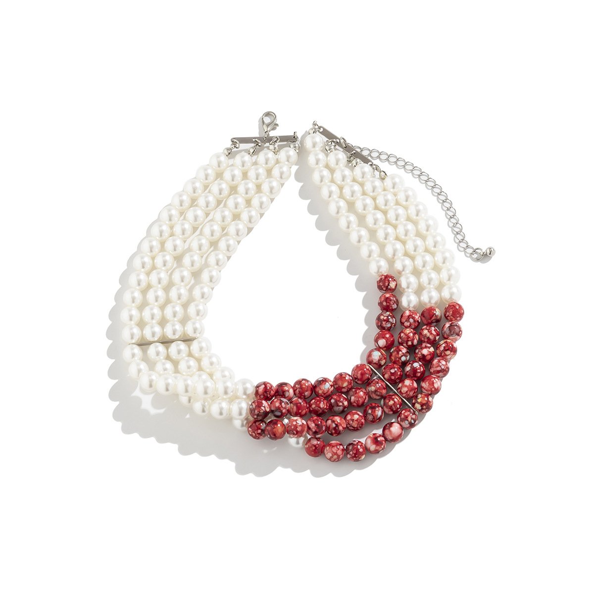 Jewelry Personality Round Beads Multilayer Necklace Women's Retro Gothic Drip Blood Tassel Imitation Pearl Necklace