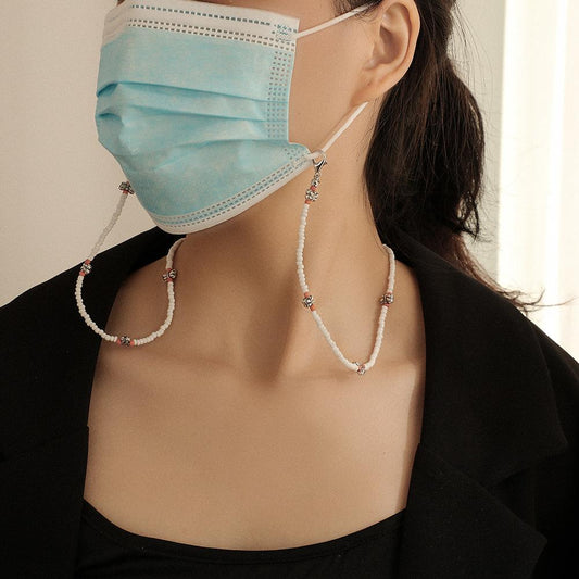 Creative Retro Butterfly Beads Mask Chain White Beads Cute Animal Glasses Chain Anti-lost Mask Hanging Chain
