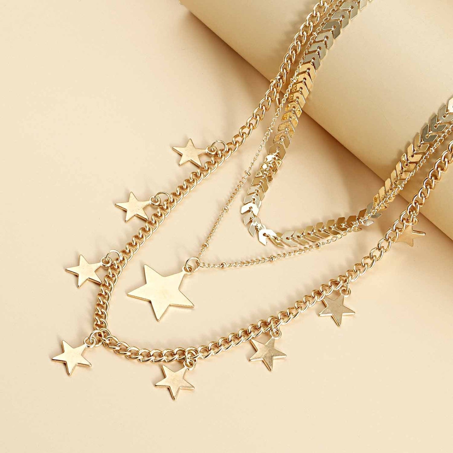 Jewelry multi-layer geometric five-pointed star necklace necklace female aircraft chain fashion necklace summer ins