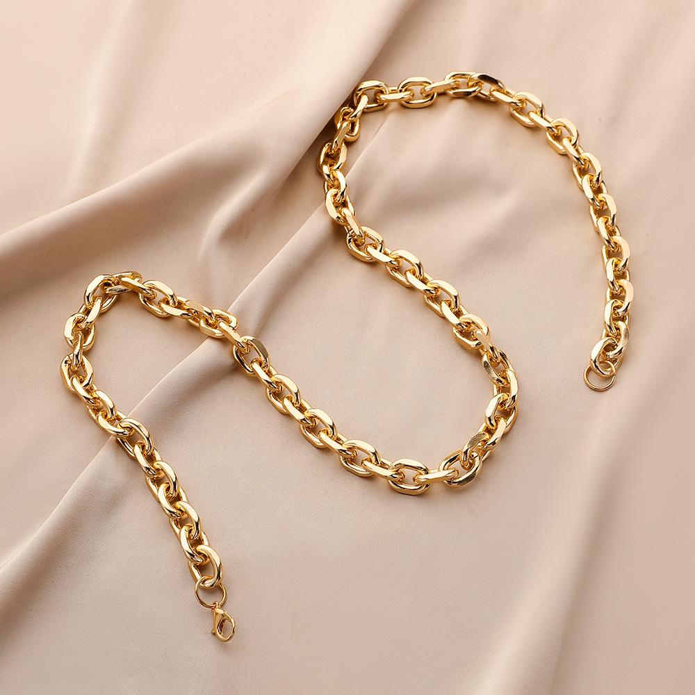 Trendy men's golden grinding cross chain aluminum chain simple temperament exaggerated punk necklace