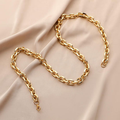 Trendy men's golden grinding cross chain aluminum chain simple temperament exaggerated punk necklace