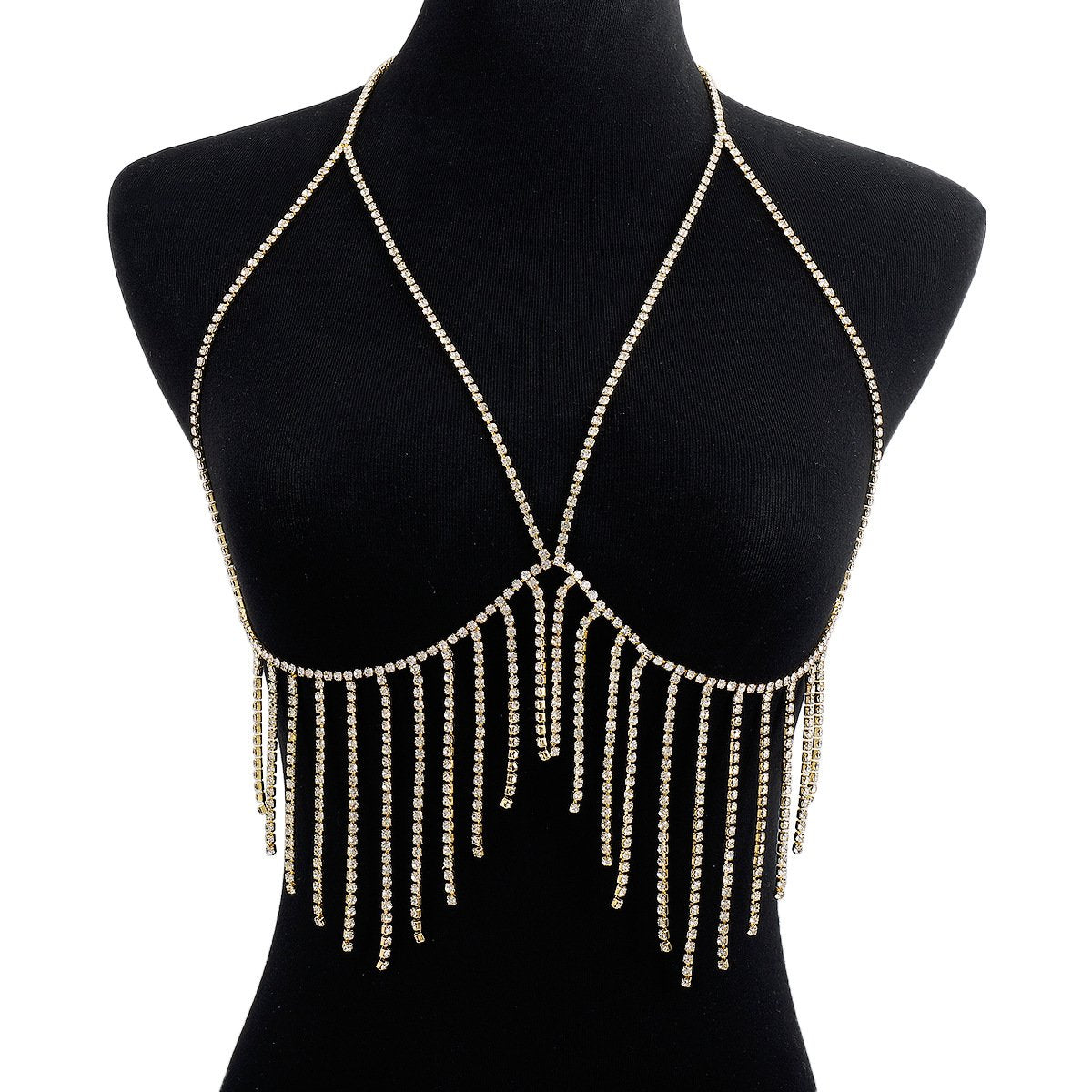 C289 Exaggerated Beach Bikini Sexy Body Chain Fashion Metal Tassel Diamond Temperament Chest Chain
