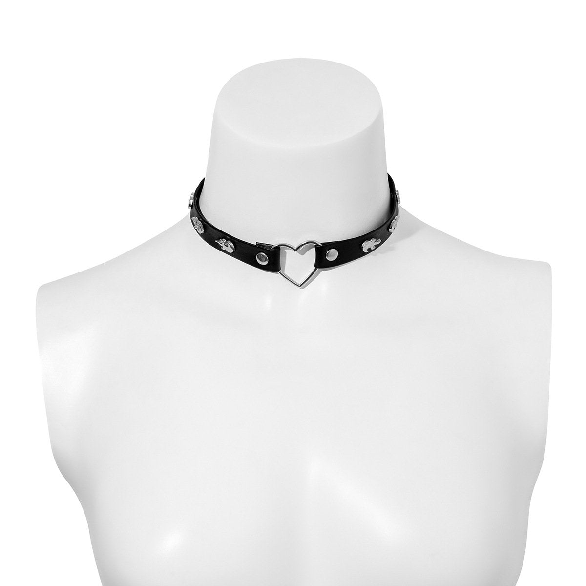 Dark Gothic Personality Alloy Necklace Necklace Sweet Cool Peach Heart Flame PU Collar Choker Necklace Female