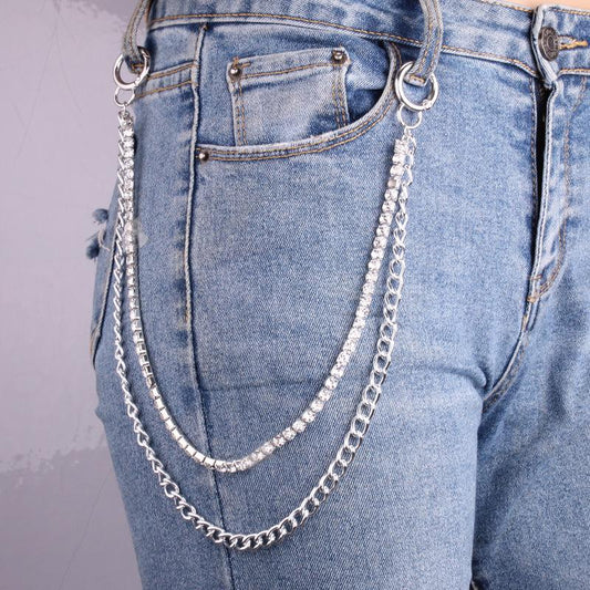 Personalized Slim Diamond Claw Chain Waist Decoration Simple Trendy Chain Geometric Double Waist Chain Pants Chain