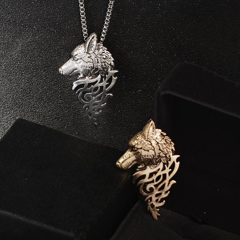 Retro Domineering Wolf Head Necklace Original Fashion Personality Metal Animal Sweater Chain Necklace Can Be Authorized