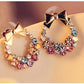 Full Diamond Bowknot Earrings Retro Exquisite Flower Earrings Popular Earrings Jewelry