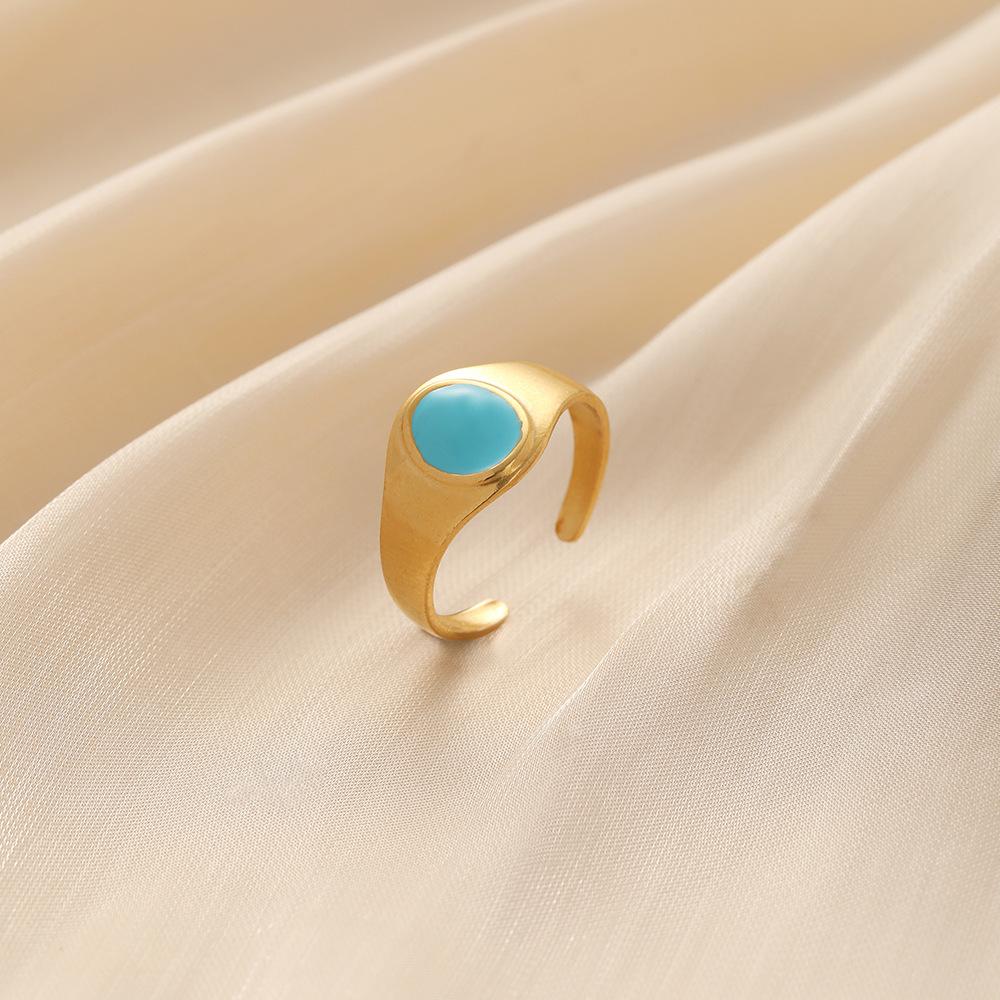 High Fashion Ladies Exaggerated Stainless Steel Clarity Adjustable Sapphire Oil Drip Ring