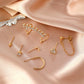 Zircon earring set fashion ins metal ear piercing love chain ear clip one-piece 7-piece set