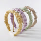 F42 candy color small clear fabric headband simple solid color rhinestone hair accessories design sense of folds net red headband