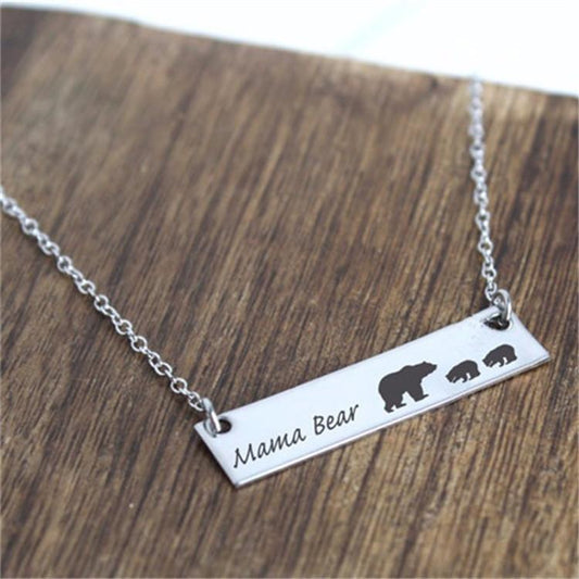 Popular fashion mother bear with cub necklace alloy mamabear exquisite clavicle chain