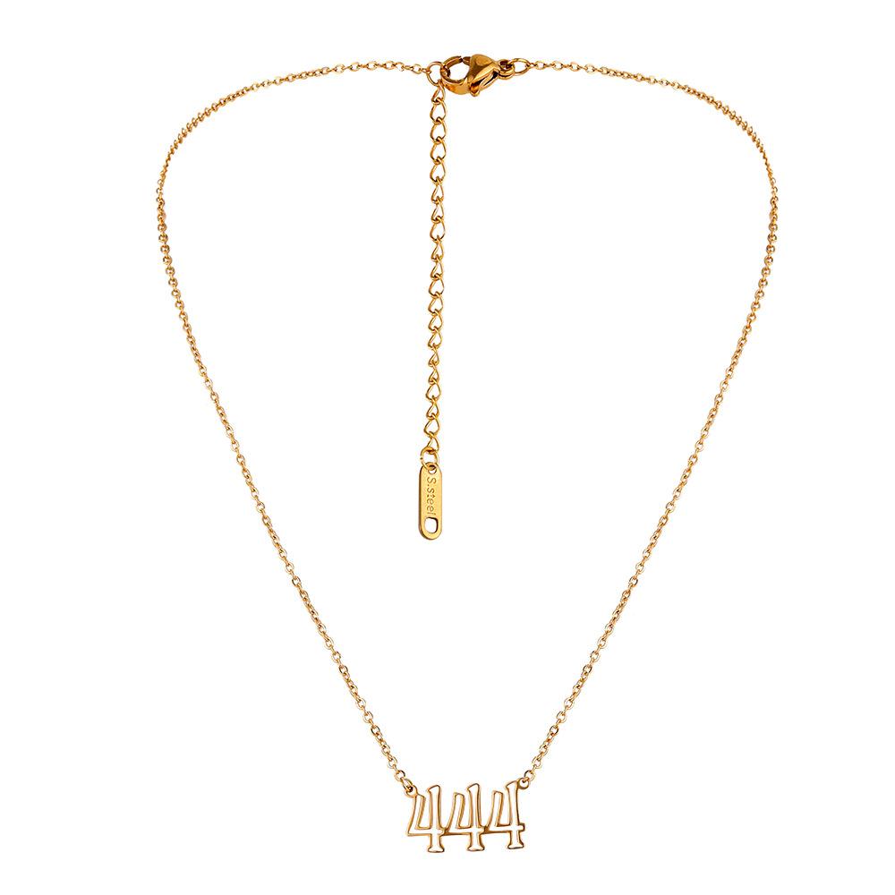 Simple and versatile fashion stainless steel hollowed out angel number angelnumber necklace