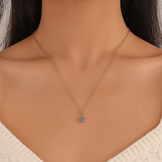 ins mini five-pointed star pendant necklace fashion simple and sweet star-shaped clavicle chain boudoir honey gift necklace