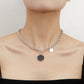 Jewelry ins metal aluminum chain trendy cool black mother-of-pearl pendant necklace female sweater chain high-end sense