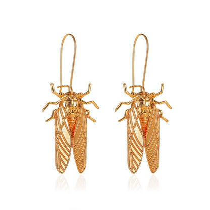 Earrings Creative Insect Golden Cicada Earrings Personality Long Cicada Earrings Earrings Accessories