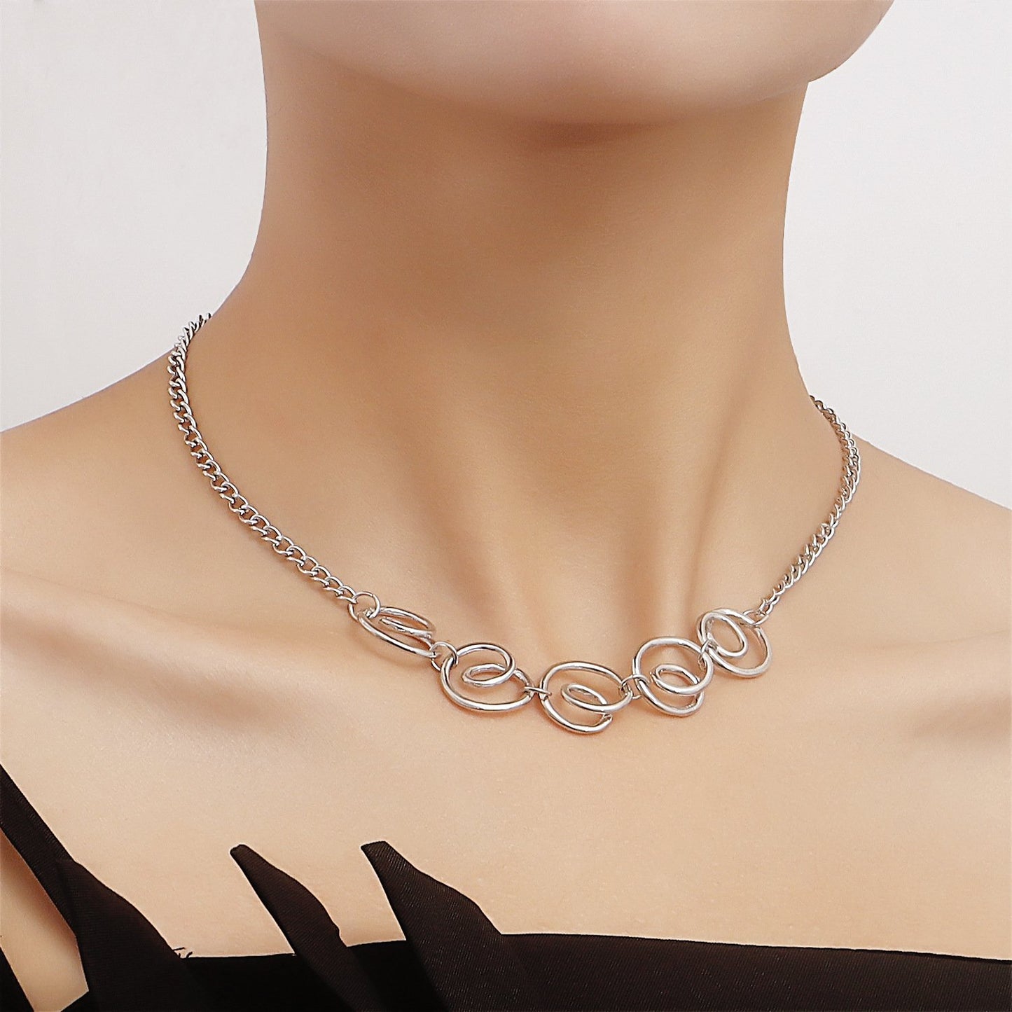 Jewelry Spiral Geometry Niche Design Sense Female Necklace Fashion Commuting Versatile Clavicle Chain Necklace