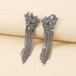 E191ZA Exaggerated rhinestone tassel long earrings light luxury temperament geometric claw chain retro fashionable earrings women