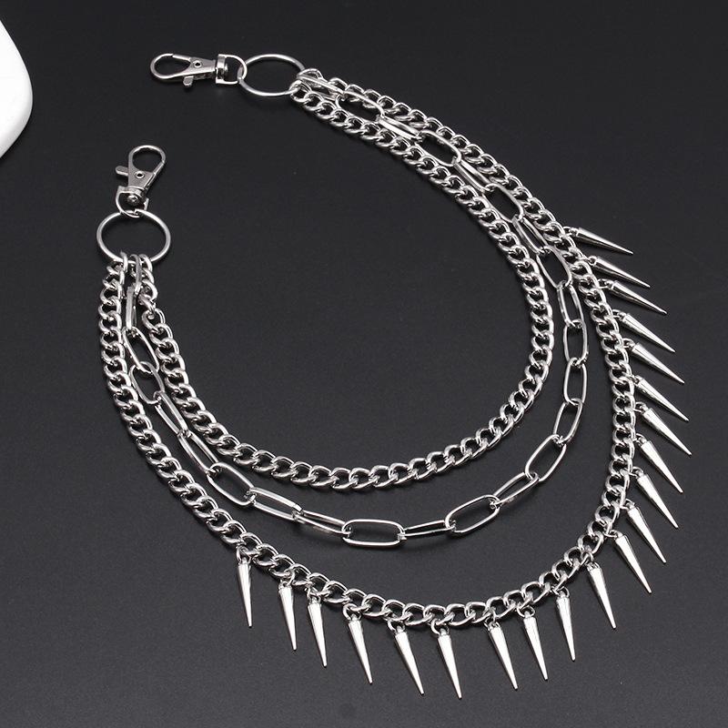 Jewelry punk metal rivets geometric chain pants chain hip-hop trendy cool all-match men's waist chain