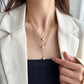 Double-layer small square necklace female small golden ball double-layer hip-hop tassel necklace sweet cool niche light luxury clavicle chain