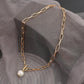 Jewelry Retro Metal Chain OT Buckle Imitation Pearl Pendant Necklace Female Creative Necklace Jewelry