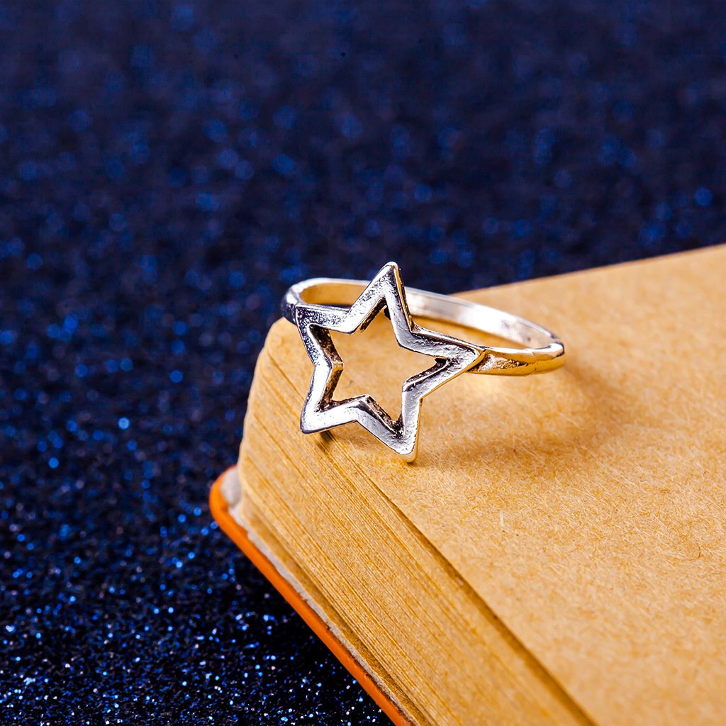 Fashion diamond triangle ring star moon ring ring five-pointed star sweet ring