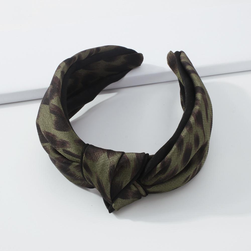 F382 Internet celebrity headband leopard print contrast color fabric knotted hair accessories fashion wide-brimmed retro headband female