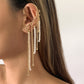 Temperament Pearl Chain Tassel Earrings No Ear Piercing Retro Versatile Metal Design Sense Earrings Female