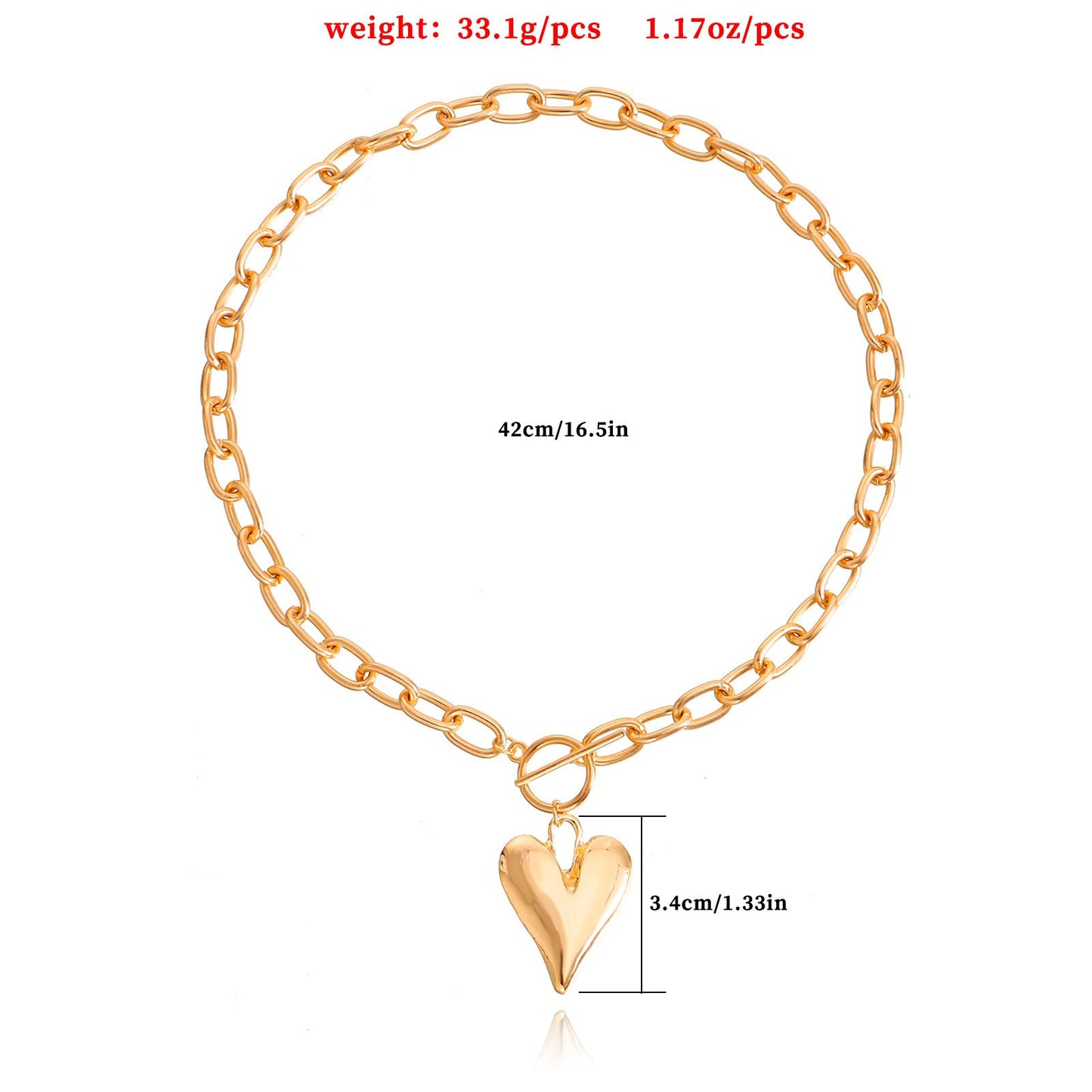 Jewelry ins hip-hop collarbone necklace exaggerated big heart pendant necklace female