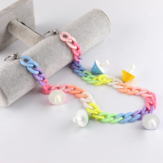 Candy color high street retro color resin chain trend acrylic mushroom head pendant pants chain