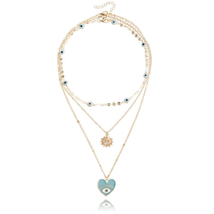 Jewelry ins multi-layer devil's eye collarbone chain cold eyes necklace female niche design sense