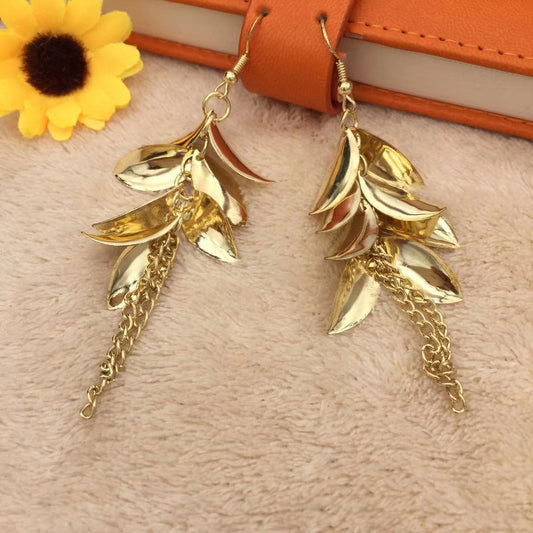 Fashion Metal Sequin Petal Earrings Chain Tassel Multi-layered Earrings Women Ornament Christmas