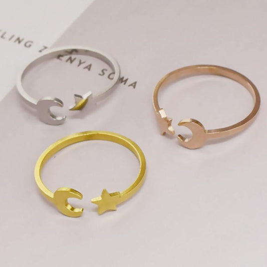 Ins star moon ring simple and versatile star moon ring female ins tide net red design personality