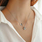 Fashion double frosted butterfly titanium steel pendant neck link simple stainless steel necklace jewelry for women