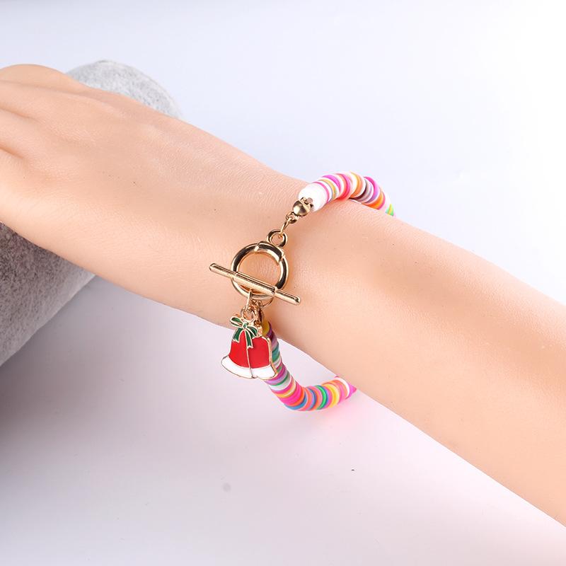 Beach Bohemian Colorful Polymer Ring Buckle Bracelet Christmas Gloves Socks Bells Trendy Decoration