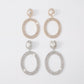 E1344 Exaggerated light luxury three-layer claw chain earrings oval rhinestone temperament earrings trendy earrings women