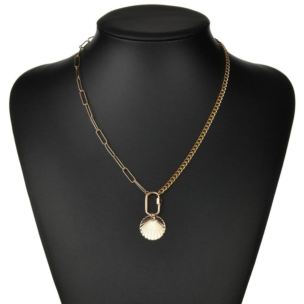 Vintage Brass Lock Necklace Fashion Asymmetric Chain Clavicle Chain Necklace Accessories