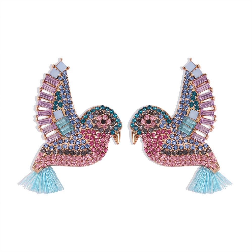 E848 Fashion Small Animal Diamond Tassel Earrings Original Creative Earrings Cute Earrings