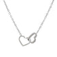 Double ring love interlocking necklace women's fashion light luxury metal geometric heart-shaped pendant sweater chain ins trendy clavicle chain