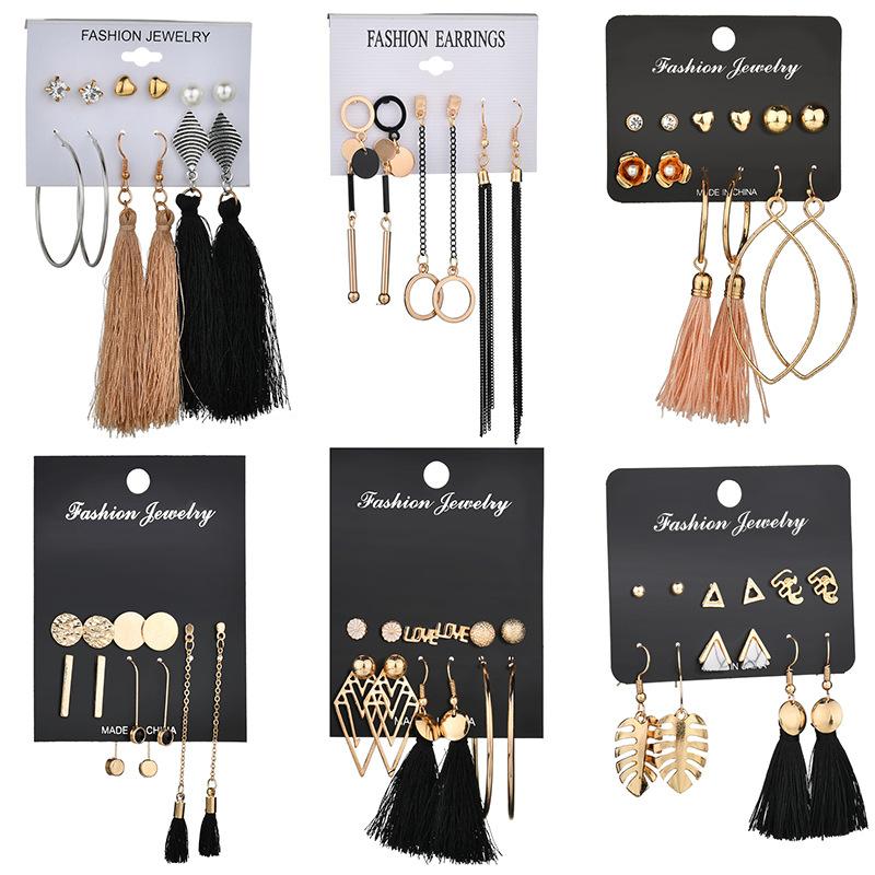 Accessories Multi-Piece Tassel Stud Earrings Bohemian Flower Earrings Jewelry