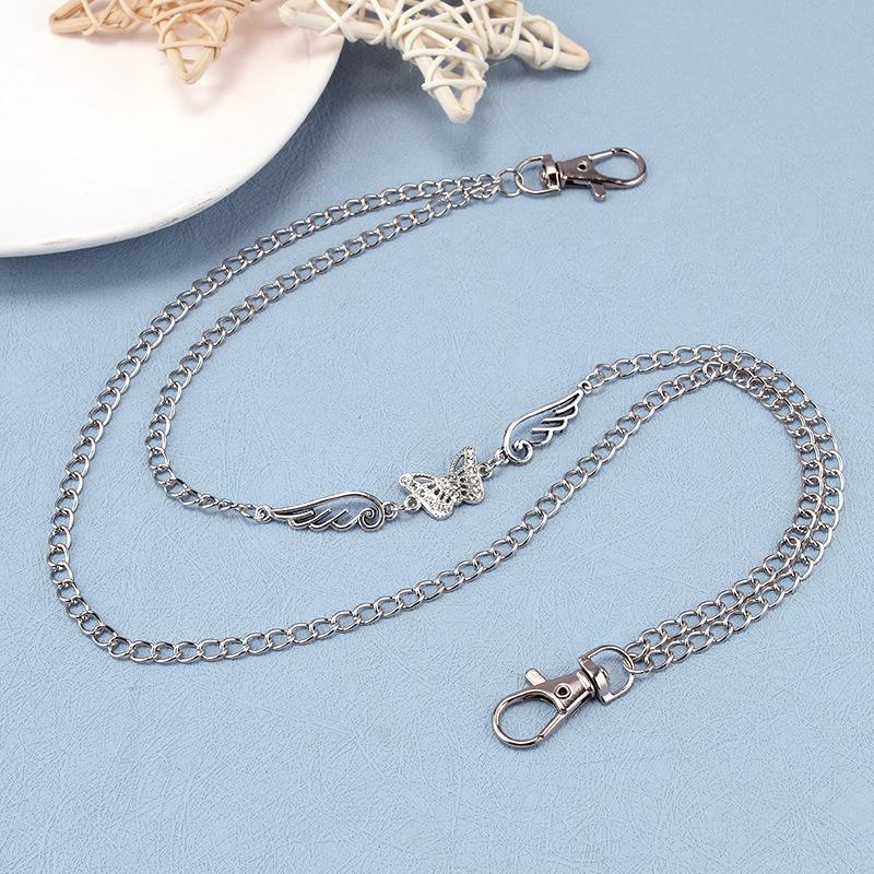 Female cool ins pants chain accessories punk jeans decoration fashion jk uniform check skirt diamond butterfly pants chain