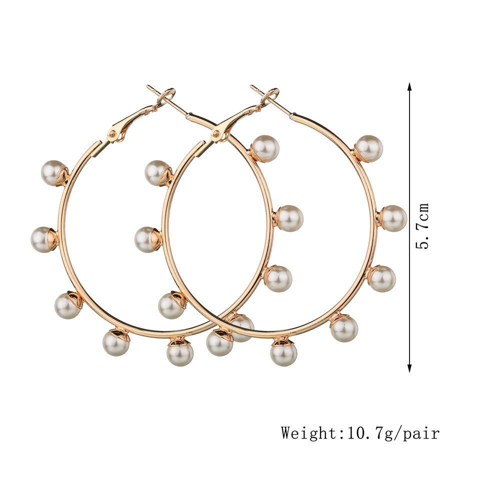 Fashion imitation pearl earrings geometric hoops exaggerated temperament earrings women's creative style