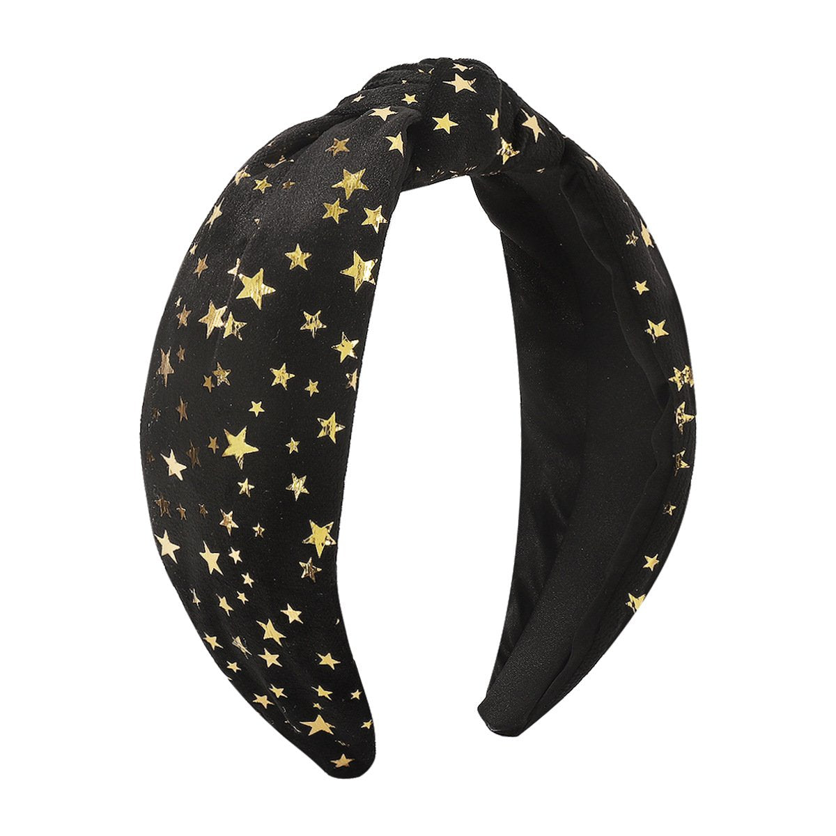 F4693 Jewelry Velvet Retro Knotted Sweet Hair Ornament Solid Color Five-pointed Star Temperament Wide-Brim Headband