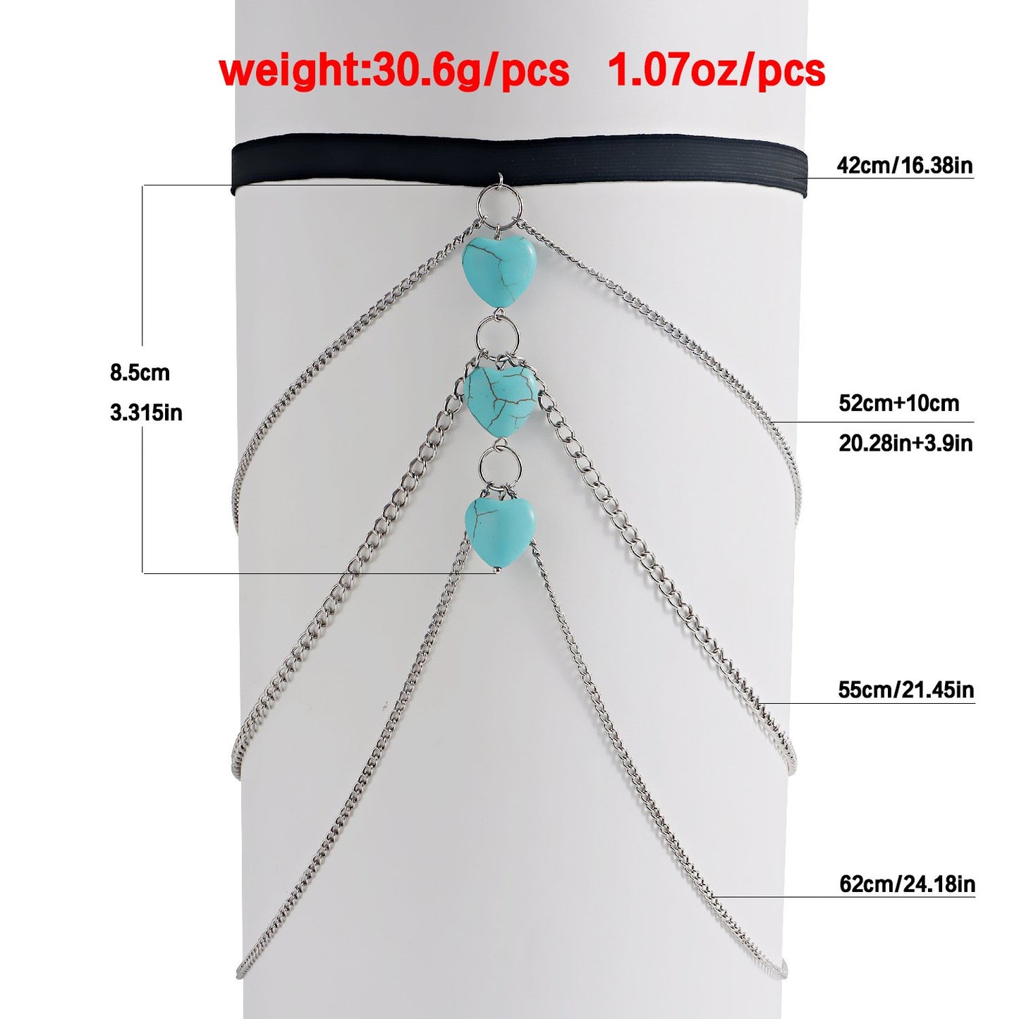 Jewelry ins love turquoise elastic thigh chain accessories female legchain beach leg ring