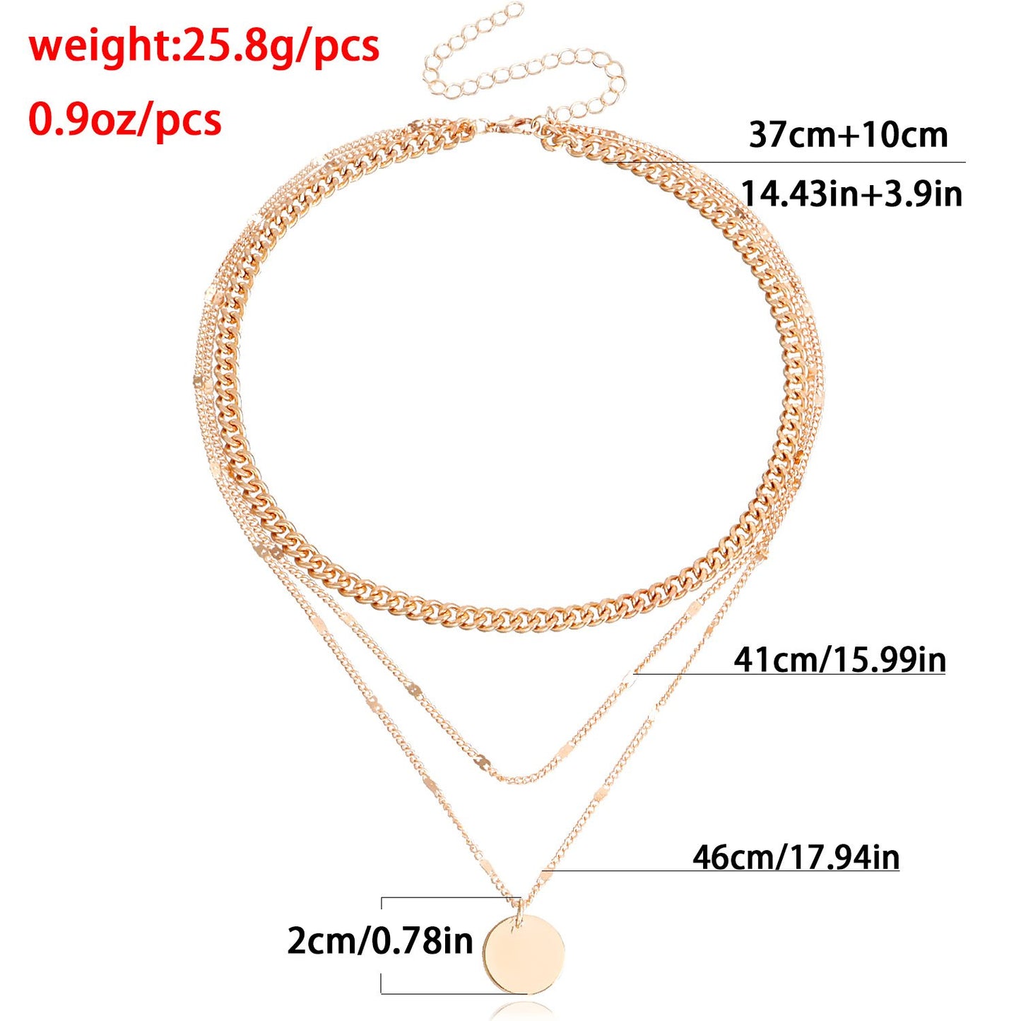 Jewelry punk geometric disc pendant necklace female niche design sense light luxury choker